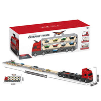 HKM-140179 Transforming Truck Storage Slot Toy Set with 6 Die Cast Cars for Kids Ages 3 and Up