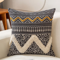 HKM-140371 Ethnic Style Tufted Pillow Cover for Living Room - Cotton, 45x45cm, Multiple Color Options