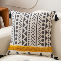 HKM-140371 Ethnic Style Tufted Pillow Cover for Living Room - Cotton, 45x45cm, Multiple Color Options