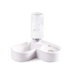HKM-140435 Double Dog and Cat Bowl with Non-Wet Mouth Design – Dual-Use Feeding Station in Pink, Blue, and White