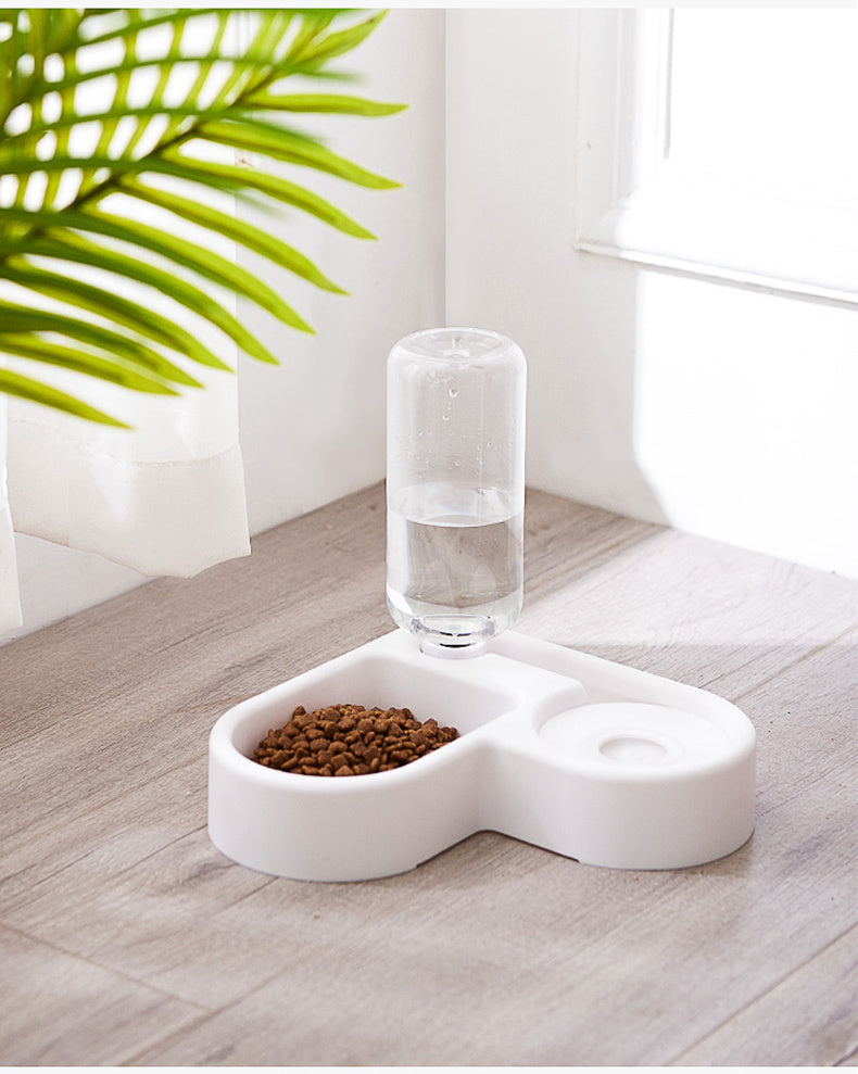 HKM-140435 Double Dog and Cat Bowl with Non-Wet Mouth Design – Dual-Use Feeding Station in Pink, Blue, and White