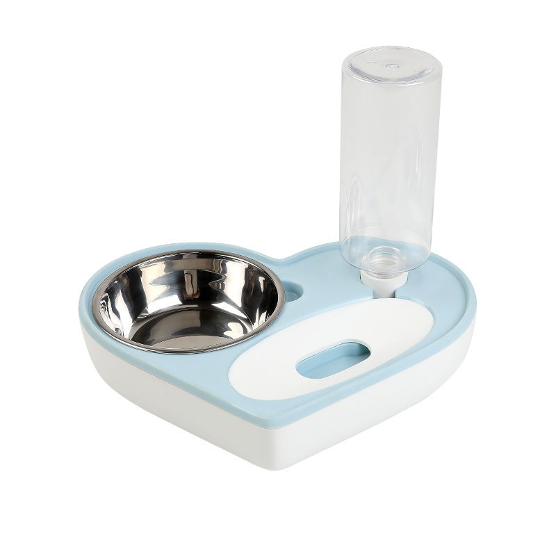 HKM-140435 Double Dog and Cat Bowl with Non-Wet Mouth Design – Dual-Use Feeding Station in Pink, Blue, and White