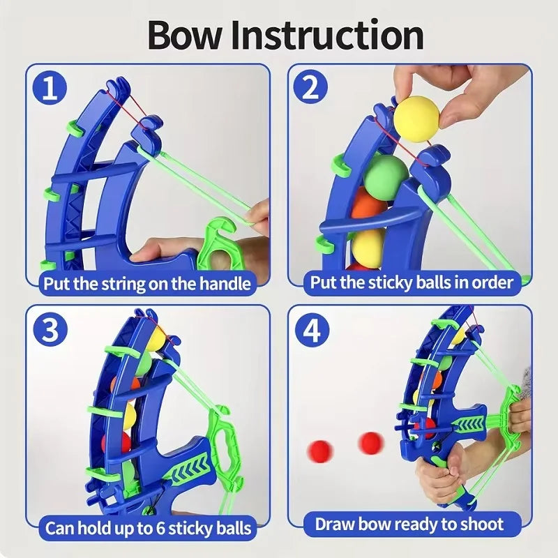 HKM-140755 Children's Bow and Arrow Target Set - Indoor/Outdoor Fun with Eco-Friendly Throwing Sponge Balls