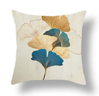 HKM-140755 Ginkgo Leaf Print Short Plush Velvet Pillowcase, 45x45cm
