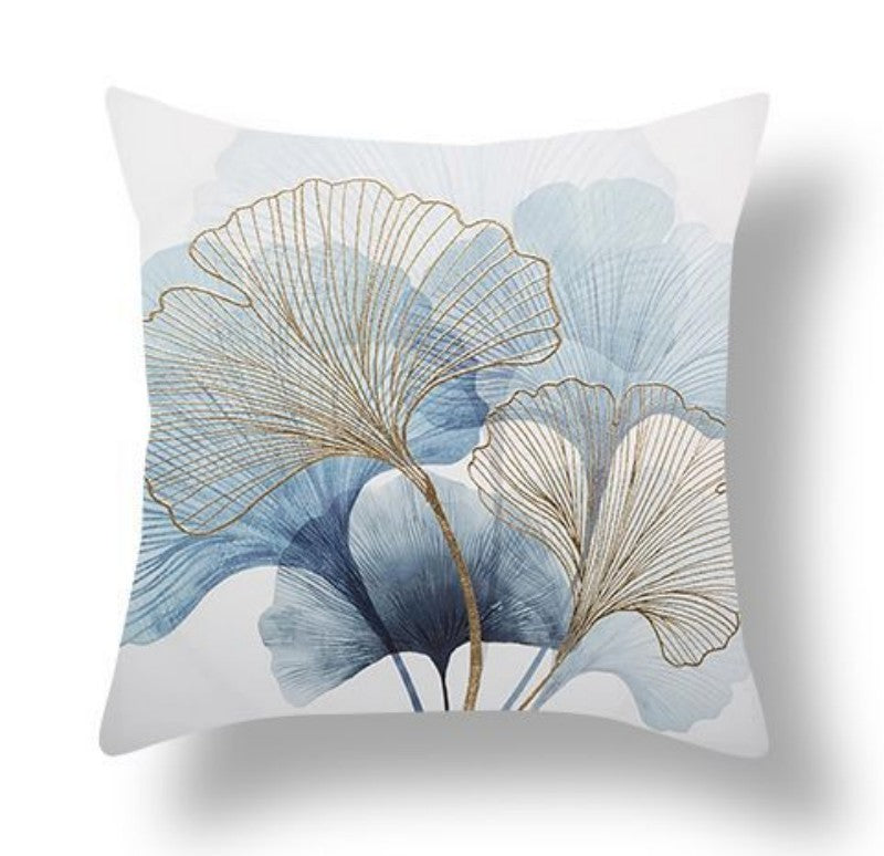 HKM-140755 Ginkgo Leaf Print Short Plush Velvet Pillowcase, 45x45cm