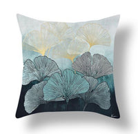 HKM-140755 Ginkgo Leaf Print Short Plush Velvet Pillowcase, 45x45cm