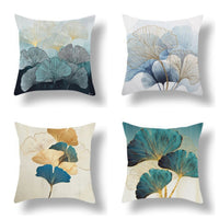 HKM-140755 Ginkgo Leaf Print Short Plush Velvet Pillowcase, 45x45cm