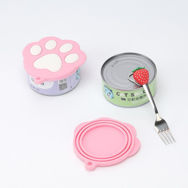 HKM-140755 Silicone Dog Paw Can Lid in Pink, White, and Light Blue - Perfect Pet Accessory