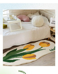 HKM-140755 Tulip Plush Bedside Blanket in Floral Patterns - Soft Polyester Fiber, Multiple Sizes Available