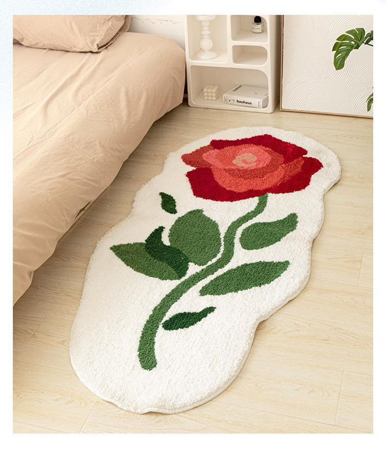 HKM-140755 Tulip Plush Bedside Blanket in Floral Patterns - Soft Polyester Fiber, Multiple Sizes Available