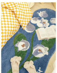 HKM-140755 Tulip Plush Bedside Blanket in Floral Patterns - Soft Polyester Fiber, Multiple Sizes Available