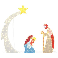 HKM-140883 Illuminated Nativity Scene with Warm White LED Lights for Indoor and Outdoor Holiday Decor, 149 x 32 x 127.5 cm