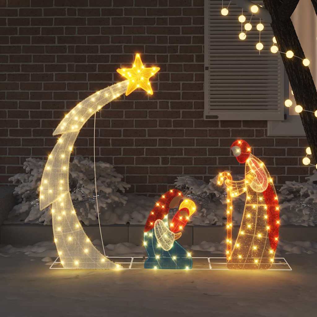 HKM-140883 Illuminated Nativity Scene with Warm White LED Lights for Indoor and Outdoor Holiday Decor, 149 x 32 x 127.5 cm