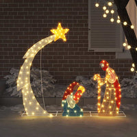 HKM-140883 Illuminated Nativity Scene with Warm White LED Lights for Indoor and Outdoor Holiday Decor, 149 x 32 x 127.5 cm