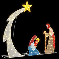 HKM-140883 Illuminated Nativity Scene with Warm White LED Lights for Indoor and Outdoor Holiday Decor, 149 x 32 x 127.5 cm