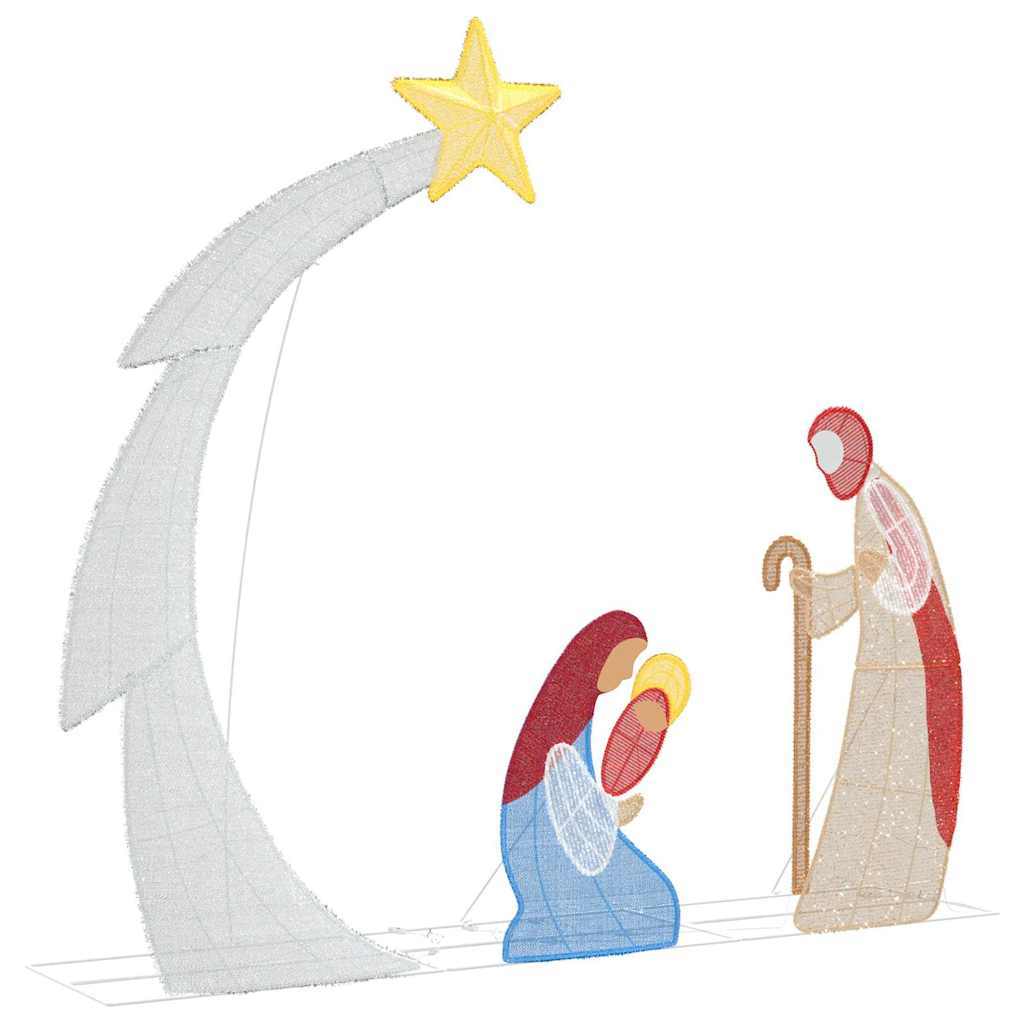 HKM-140883 Illuminated Nativity Scene with Warm White LED Lights for Indoor and Outdoor Holiday Decor, 149 x 32 x 127.5 cm