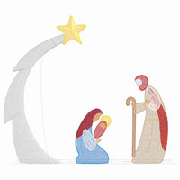 HKM-140883 Illuminated Nativity Scene with Warm White LED Lights for Indoor and Outdoor Holiday Decor, 149 x 32 x 127.5 cm