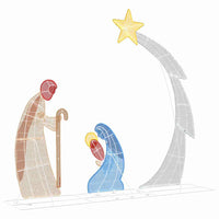 HKM-140883 Illuminated Nativity Scene with Warm White LED Lights for Indoor and Outdoor Holiday Decor, 149 x 32 x 127.5 cm