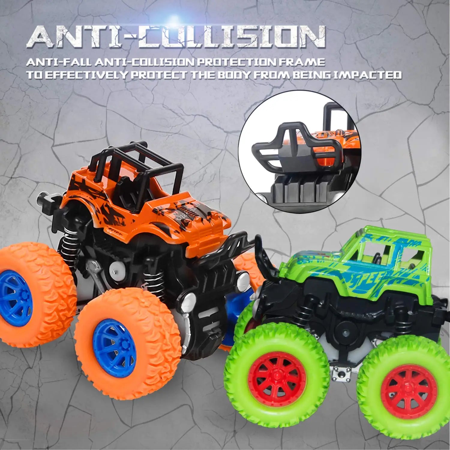 HKM-140883 Inertia 4WD Off-Road Monster Truck Toy for Kids - Friction Powered, 1:32 Scale, Durable Plastic