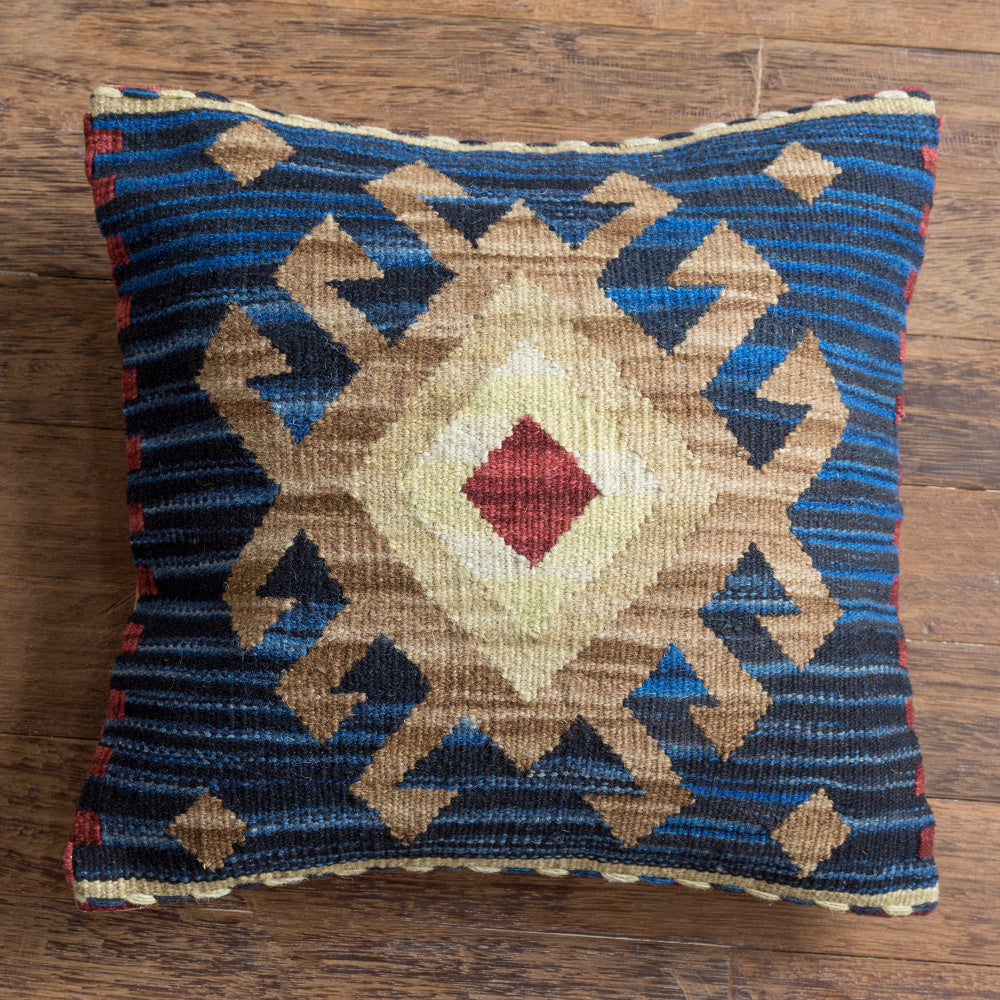 HKM-141203 Geometric American Country Style Kilim Handwoven Wool Pillow Cover - 45x45cm / 60x60cm