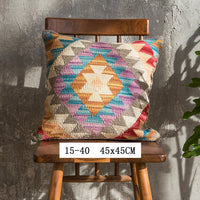 HKM-141203 Geometric American Country Style Kilim Handwoven Wool Pillow Cover - 45x45cm / 60x60cm