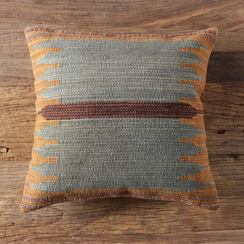 HKM-141203 Geometric American Country Style Kilim Handwoven Wool Pillow Cover - 45x45cm / 60x60cm