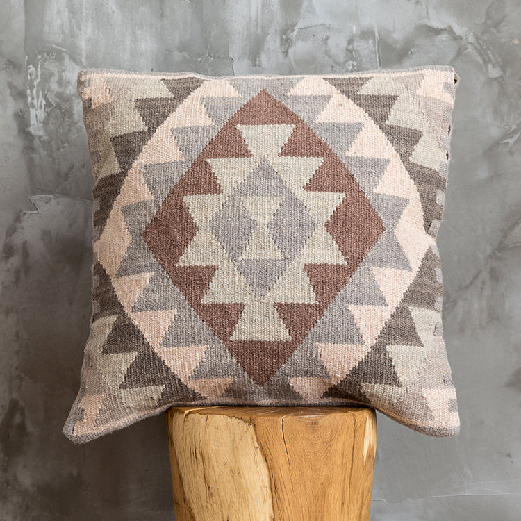 HKM-141203 Geometric American Country Style Kilim Handwoven Wool Pillow Cover - 45x45cm / 60x60cm