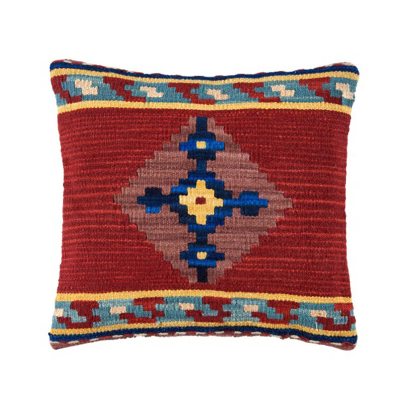 HKM-141203 Geometric American Country Style Kilim Handwoven Wool Pillow Cover - 45x45cm / 60x60cm