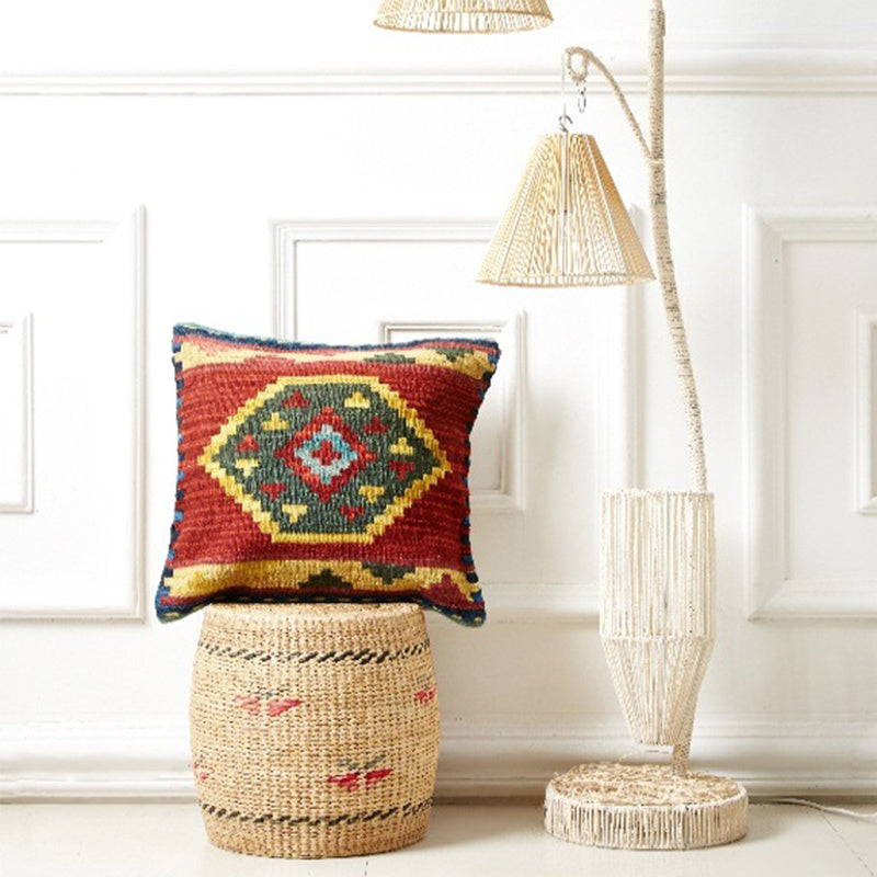 HKM-141203 Geometric American Country Style Kilim Handwoven Wool Pillow Cover - 45x45cm / 60x60cm