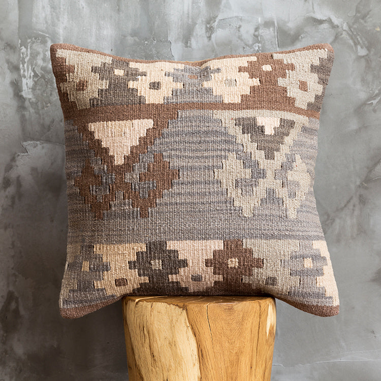HKM-141203 Geometric American Country Style Kilim Handwoven Wool Pillow Cover - 45x45cm / 60x60cm