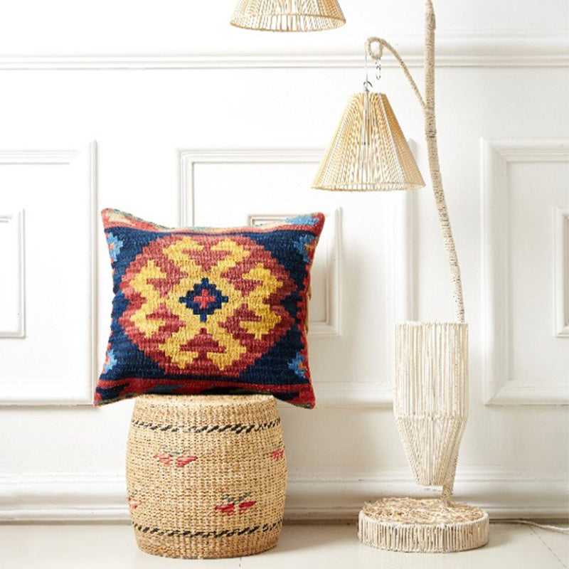 HKM-141203 Geometric American Country Style Kilim Handwoven Wool Pillow Cover - 45x45cm / 60x60cm