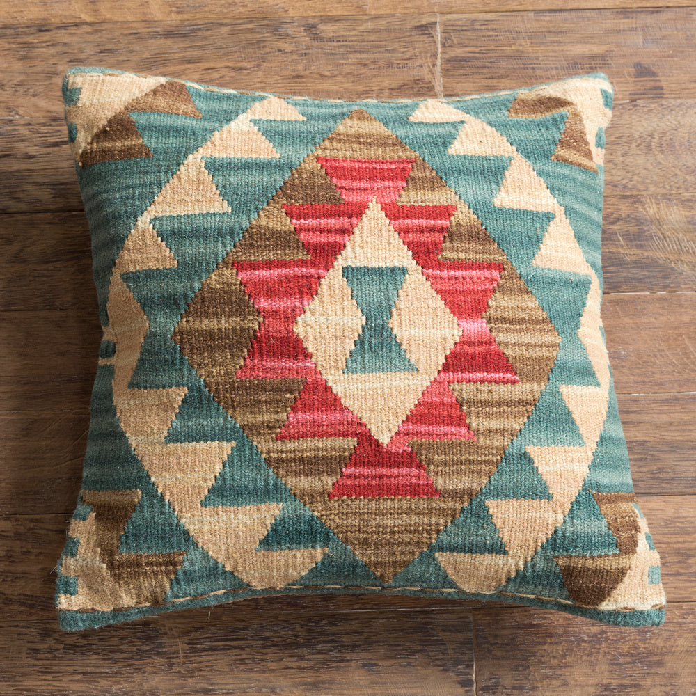 HKM-141203 Geometric American Country Style Kilim Handwoven Wool Pillow Cover - 45x45cm / 60x60cm