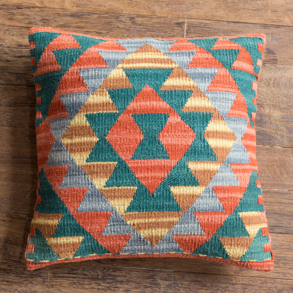 HKM-141203 Geometric American Country Style Kilim Handwoven Wool Pillow Cover - 45x45cm / 60x60cm