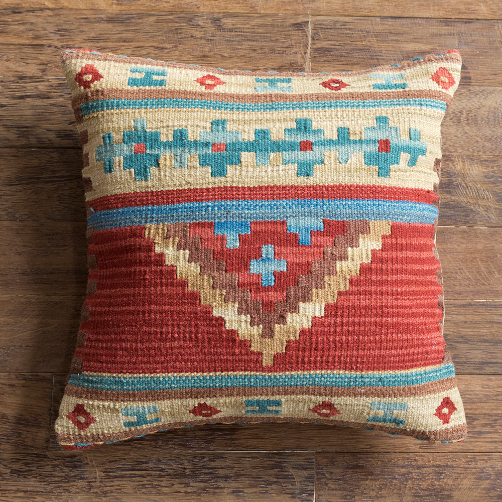 HKM-141203 Geometric American Country Style Kilim Handwoven Wool Pillow Cover - 45x45cm / 60x60cm