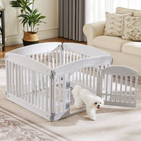 HKM-141267 Safe and Reliable Adjustable Pet Playpen for Indoor and Outdoor Use - White/Black, 4 or 6 Panels