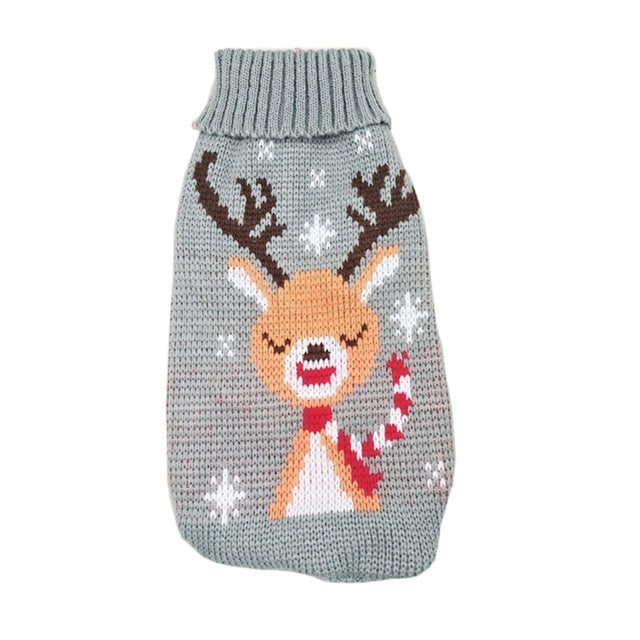 HKM-141331 Festive Maple Snowflake Turtleneck Knitted Sweater for Pets