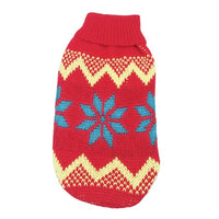 HKM-141331 Festive Maple Snowflake Turtleneck Knitted Sweater for Pets