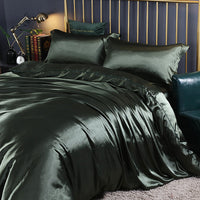 HKM-141395 Cool Cotton Quilt Cover Set - Satin Sheet in Ice Silk, Four-Piece Air Conditioner Ready