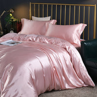 HKM-141395 Cool Cotton Quilt Cover Set - Satin Sheet in Ice Silk, Four-Piece Air Conditioner Ready