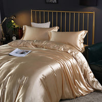 HKM-141395 Cool Cotton Quilt Cover Set - Satin Sheet in Ice Silk, Four-Piece Air Conditioner Ready