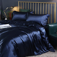HKM-141395 Cool Cotton Quilt Cover Set - Satin Sheet in Ice Silk, Four-Piece Air Conditioner Ready