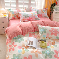 HKM-141395 Spring Floral Microfiber Duvet Cover Set with Pillow Shams - Twin, Full, Queen, King Sizes