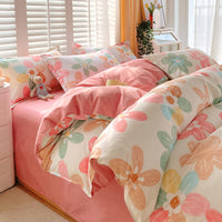 HKM-141395 Spring Floral Microfiber Duvet Cover Set with Pillow Shams - Twin, Full, Queen, King Sizes