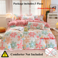 HKM-141395 Spring Floral Microfiber Duvet Cover Set with Pillow Shams - Twin, Full, Queen, King Sizes