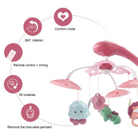 HKM-141651 Electric Musical Crib Mobile with Owl Projector for Infants 0-24 Months, Soft Music and Gentle Lights
