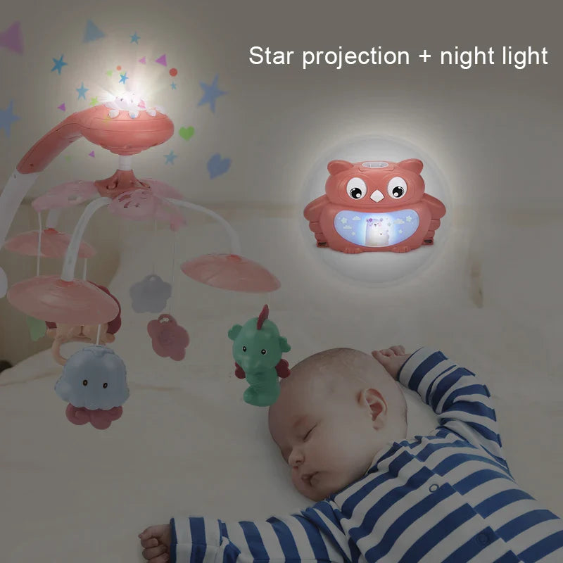 HKM-141651 Electric Musical Crib Mobile with Owl Projector for Infants 0-24 Months, Soft Music and Gentle Lights