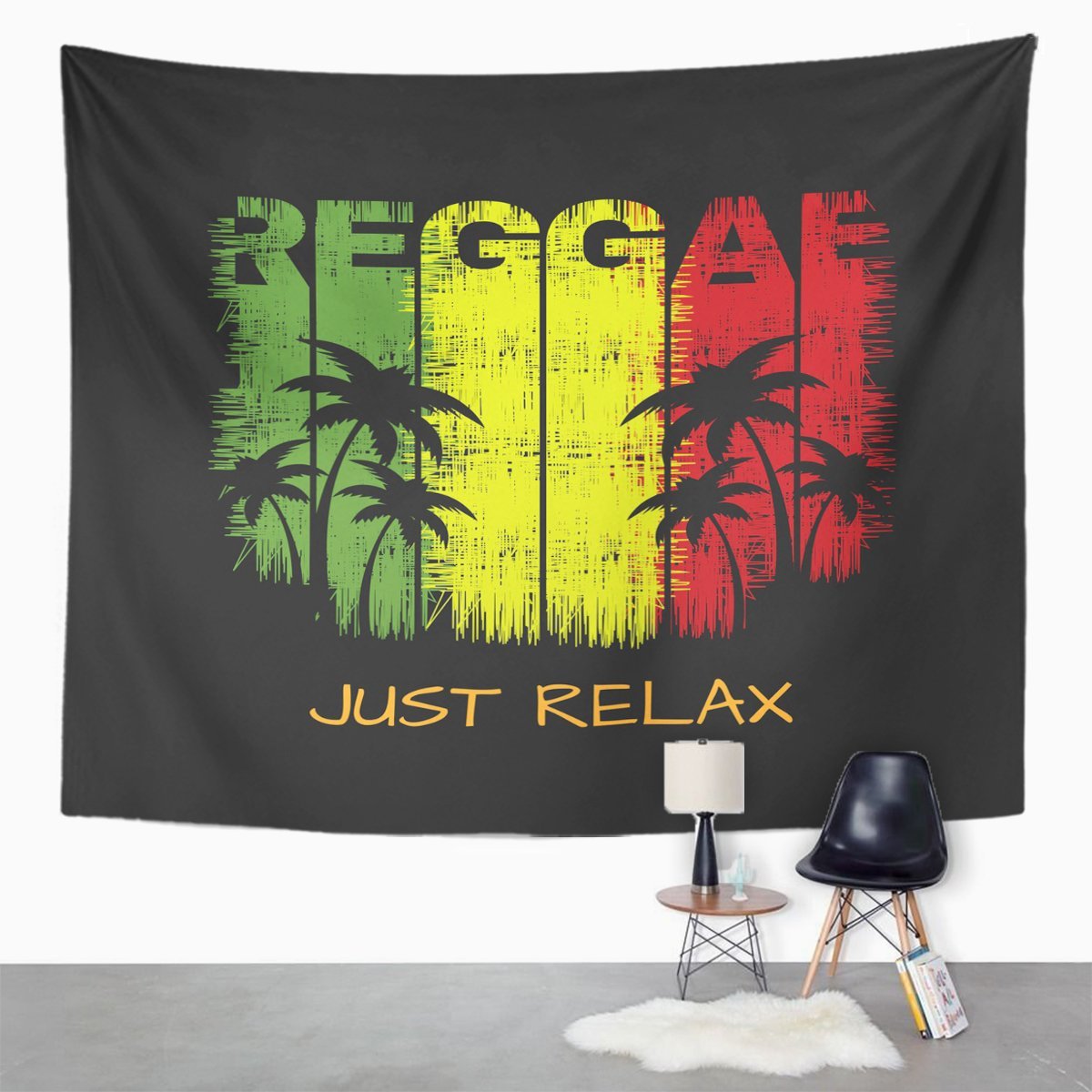 KTX-141779 Reggae Music Tapestry - Colorful Jamaica-Inspired Wall Art in Polyester
