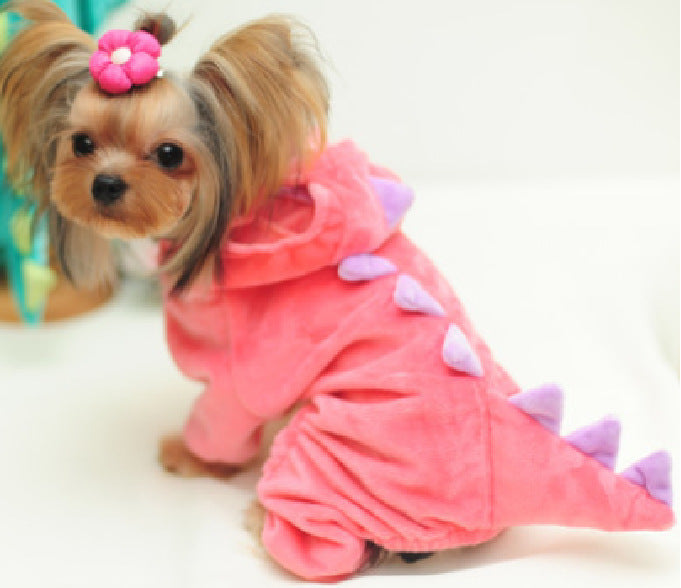 HKM-141843 Dinosaur Transformation Costume for Dogs in Green and Pink - Cozy Cartoon Style