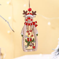 HKM-141843 Wooden Hollow Long Pendant for Christmas - Old Man, Snowman, or Elk Decor