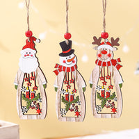 HKM-141843 Wooden Hollow Long Pendant for Christmas - Old Man, Snowman, or Elk Decor